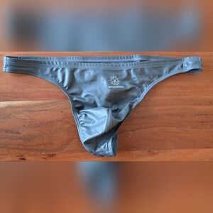 Brave Person Gray Faux Leather Mens Thong